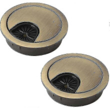 2er-Pack Kabeldurchführungen für Schreibtische, 60 mm Metall-Kabelöffnung, runde Lochabdeckung zur Organisation von Schreibtischkabeln (Bronze)