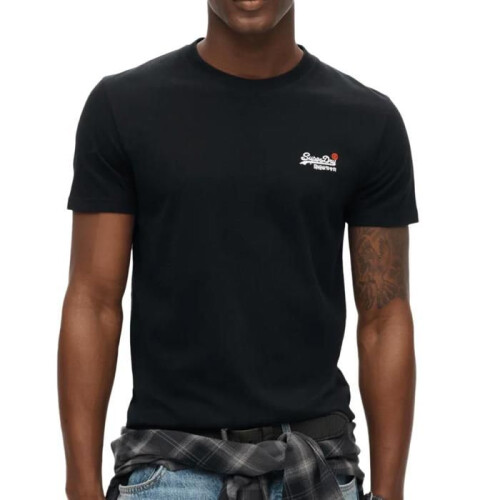 Superdry T-Shirt - SUPERDRY - Superdry Essential - Nero - 100% cotone - Collo rotondo