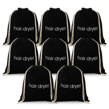 ERKXD 3 | 6 | 8 Pack Hårtorkspåsar Dragband för resor badrum (8 PCS, Svart)