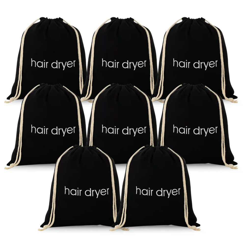Erkxd Black 3 | 6 | 8 Pack Hair Dryer Bags Drawstring Bag Container Hairdryer Bag For Travel Bathroom (8 Pcs, )