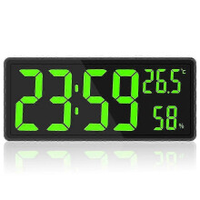 Wall-Mounted LED Clock - Temperature & Humidity for Farmhouse