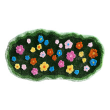 Grand tapis de bain à décoration florale verte-Fleurs 50cmx100cm
