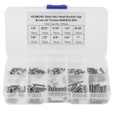 150 Piece Socket Head Cap Screws Assortment, 9 Sizes, with Plastic Box, #2-56 UNC