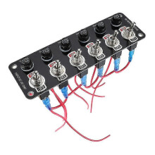 Marine Grade 6 Gang Rocker Switch Panel 12-24V Waterproof for Boat Electrical