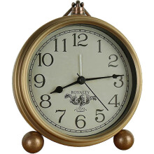 Vintage Golden Desk Clock Non-Ticking Quartz Movement