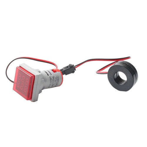 LED Digital Multimeter 22mm AC Voltage Current Meter 50-500V 0-100A Red Square Display