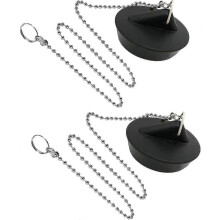 Universal Rubber Sink Plug - Stainless Steel Chain Stopper for Drains