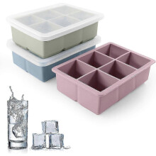 SBSGV Große Silikon-Eiswürfelformen – 3er-Pack quadratische Formen, auslaufsicherer Deckel, perfekt für Zuhause, Bar und Partys