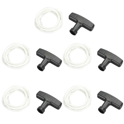 5pcs Lawn Mower Pull Cords 125cm White Handle Pull Starter with Black Handles for Lawn Mower Gasoline Generator 2