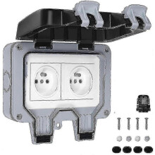 Waterproof Outdoor Electrical Socket IP66 Double Wall Socket with Cover