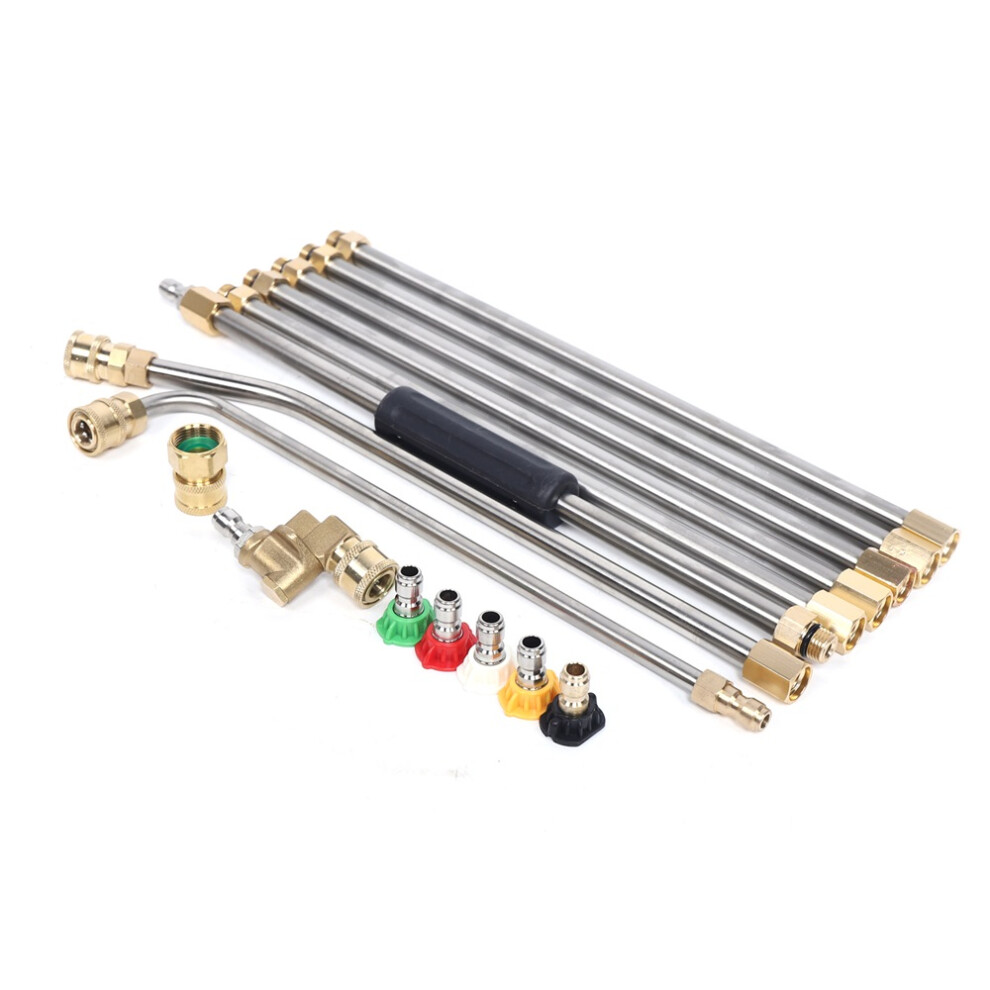10 Pcs Pressure Washer Extension Wand Set 30+90 High Pressure Gun Extension Rod Kit With 5 Nozzles&Connectors 743169271828