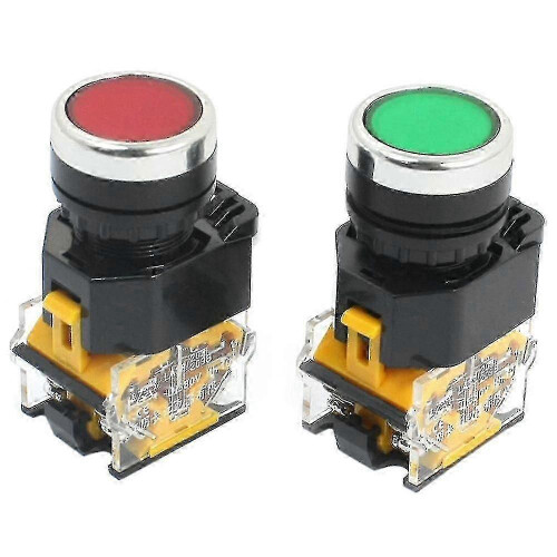 2 PCS 10A 380V DPST 22mm Mount Red Green Momentary Push Button Switch 1