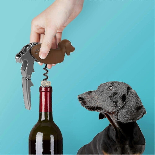 Brown Dachshund Corkscrew: Durable and Stylish Wine Accessory 1