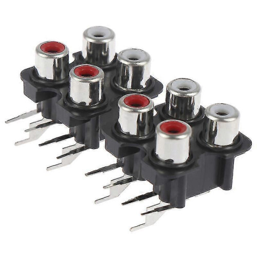 2pc 4-Way 6-Pin RCA Female AV Socket ConnectorConcentric Plug 2