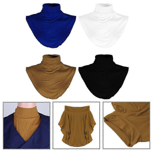Top da donna in cotone a collo alto finto, camicetta a mezza lunghezza, scaldacollo x1 2