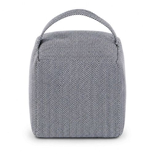 Oypla Oypla Herringbone Fabric Heavy Weighted Cube Door Stop Stopper with Handle 2