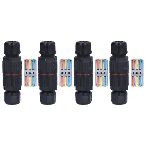 Lot de 4 boîtes de jonction étanches à passage direct pour câbles externes, 3 entrées, 3 sorties 2
