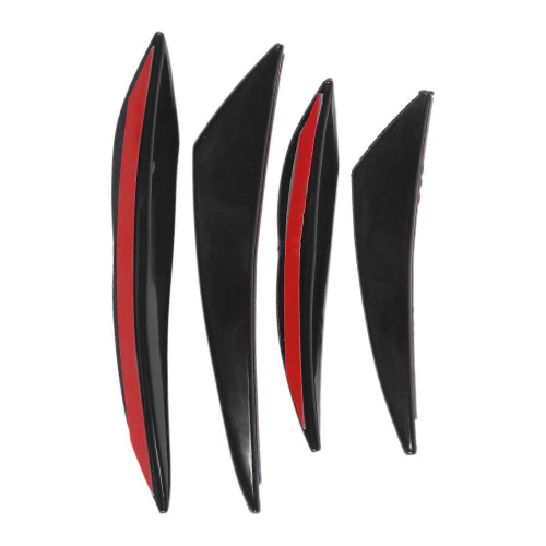 4PCS Car Front Bumper Spoiler Universal Glossy Black Rubber Air Knife for Modification 1