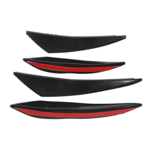 4PCS Car Front Bumper Spoiler Universal Glossy Black Rubber Air Knife for Modification 2