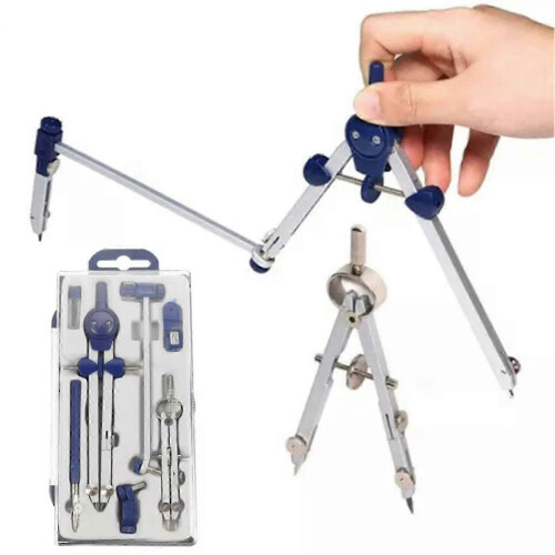 Stainless Steel Extension Compass for Engineers, 7-Piece Drafting & Geometry Set 1