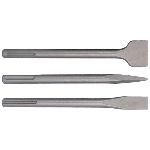 3Pcs Chisel Carbon Steel Scaling Flat Point Rotating Hammer Drill Bits for Tile Concrete Work5 Pit Handle 1