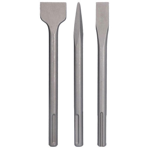 3Pcs Chisel Carbon Steel Scaling Flat Point Rotating Hammer Drill Bits for Tile Concrete Work5 Pit Handle 2