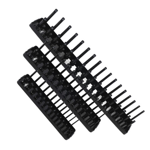 3PCS 1/4in 3/8in 1/2in Socket Holder Organizer Black Multifunctional Storage Set for Toolboxes 1
