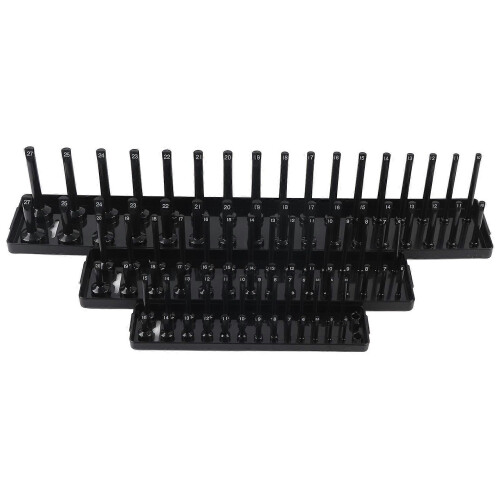 3PCS 1/4in 3/8in 1/2in Socket Holder Organizer Black Multifunctional Storage Set for Toolboxes 2