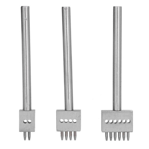 3Pcs Leather Perforated Tool Silver Tooth Durable Quick Easy DIY Leather Craft Tool Kits5mm 2
