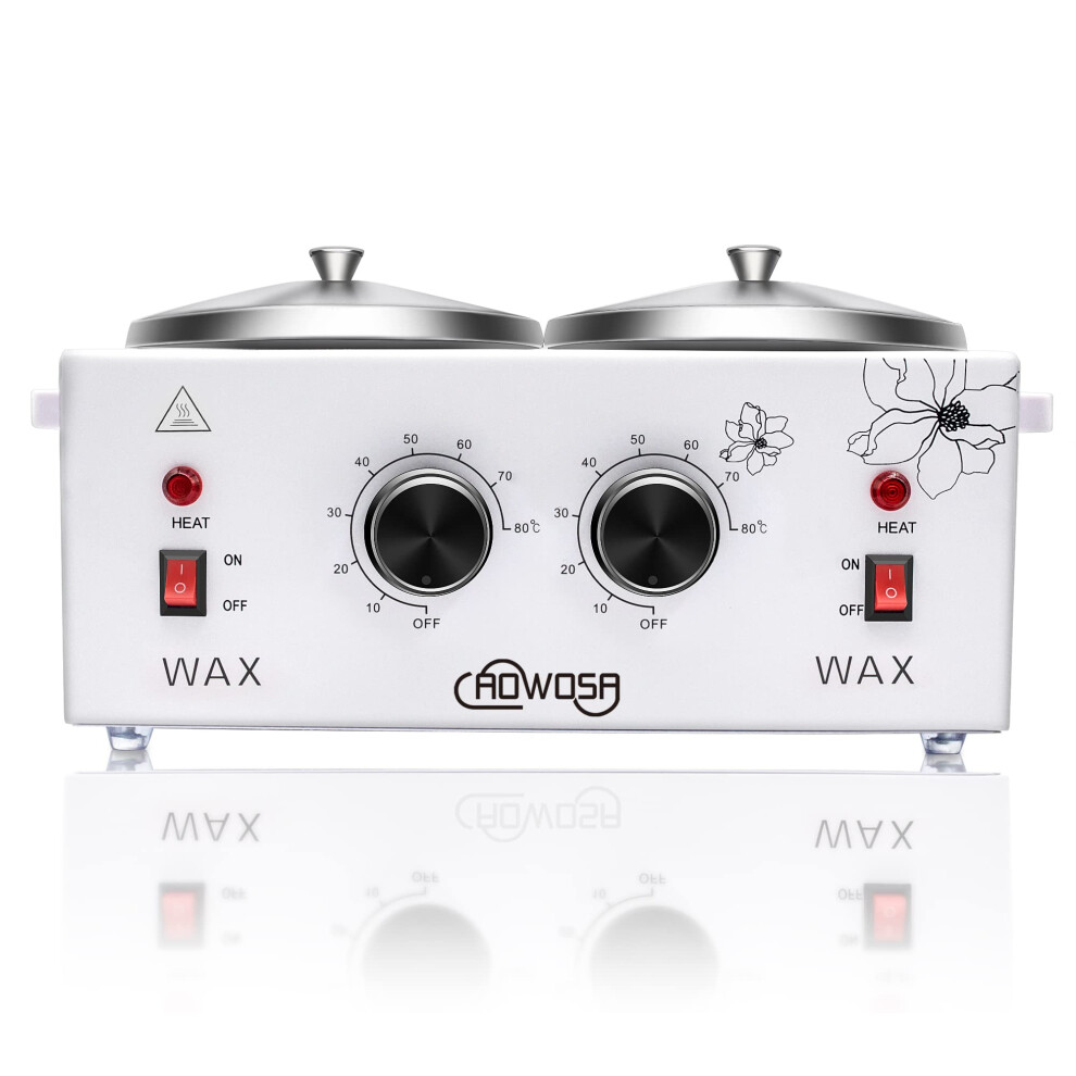 Aowosa Double Wax Warmer Professional Electric Wax Heater Machine For Hair Removal, Dual Wax Pot Paraffin Facial Skin Body Spa Salon Equipment With Adjustabl