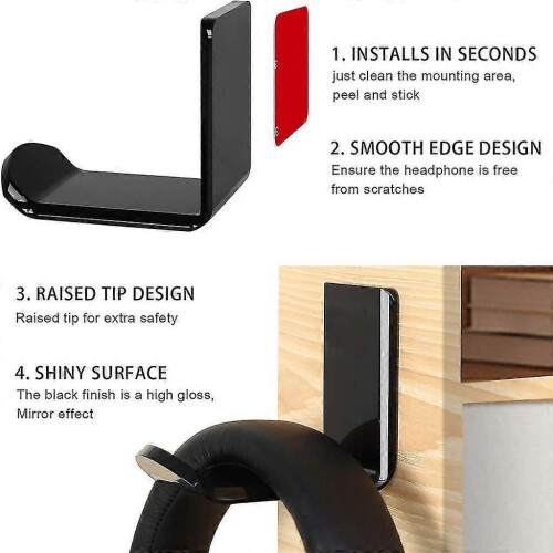Acrylic Headphone & Headset Stand HangerWall Mount, Under Desk Hook 2