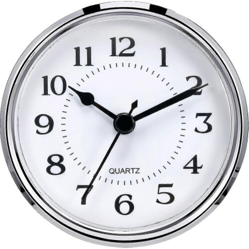 90mm Arabic Numeral Quartz Clock Insert with Silver Rim for DIY Crafts & Replacement 1