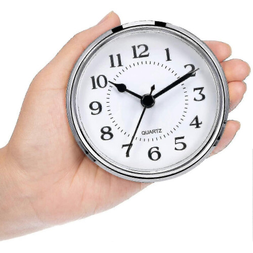 90mm Arabic Numeral Quartz Clock Insert with Silver Rim for DIY Crafts & Replacement 2