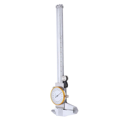 0150mm Dial Caliper Steel ShockProof Adjustable Vernier Caliper with Depth Rod Silver 1