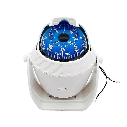 Wit scheepskompas met LED-verlichting en magnetische afstelling. 1