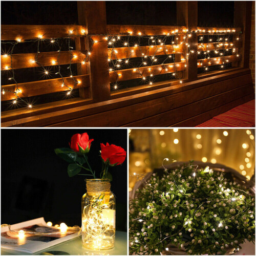 Warm White 20m LED Copper Wire Solar String Lights Fairy Garden 1