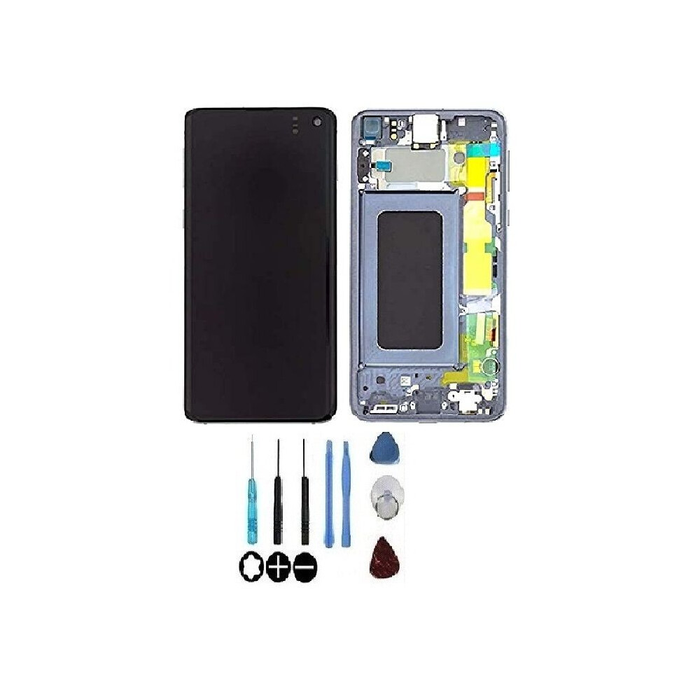 Lcd-Bildschirm & Touchscreen - Galaxy S10 G973f - Blau - Auf Rahmen Montiert - Original Samsung 3000000029145