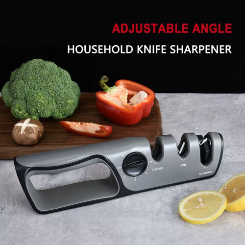 Simple Sharp Kitchen Knife Sharpener and Scissors Adjustable Angle from 24 to 48 | Dual Stage Coarse and Fine Sharpening System 1