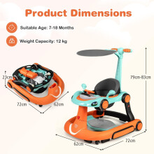 7-in-1 verstellbarer Babywalker mit Verdeck und Geschwindigkeitsregelung