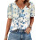 Women's  Short Sleeve Button-Down V-Neck Shirts rSets -Blue XL 1