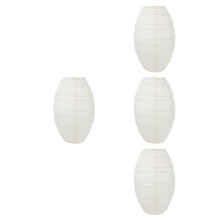 4Pcs Beige Oval Paper Lantern Shade Foldable Lightweight Hanging Lamp