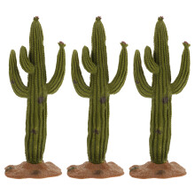 3Pcs Green Simulated Cactus Plant Decor PVC Miniature Figurines