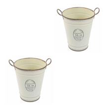 2Pcs Round Iron Buckets For Flower Pot Gardening Container Planter