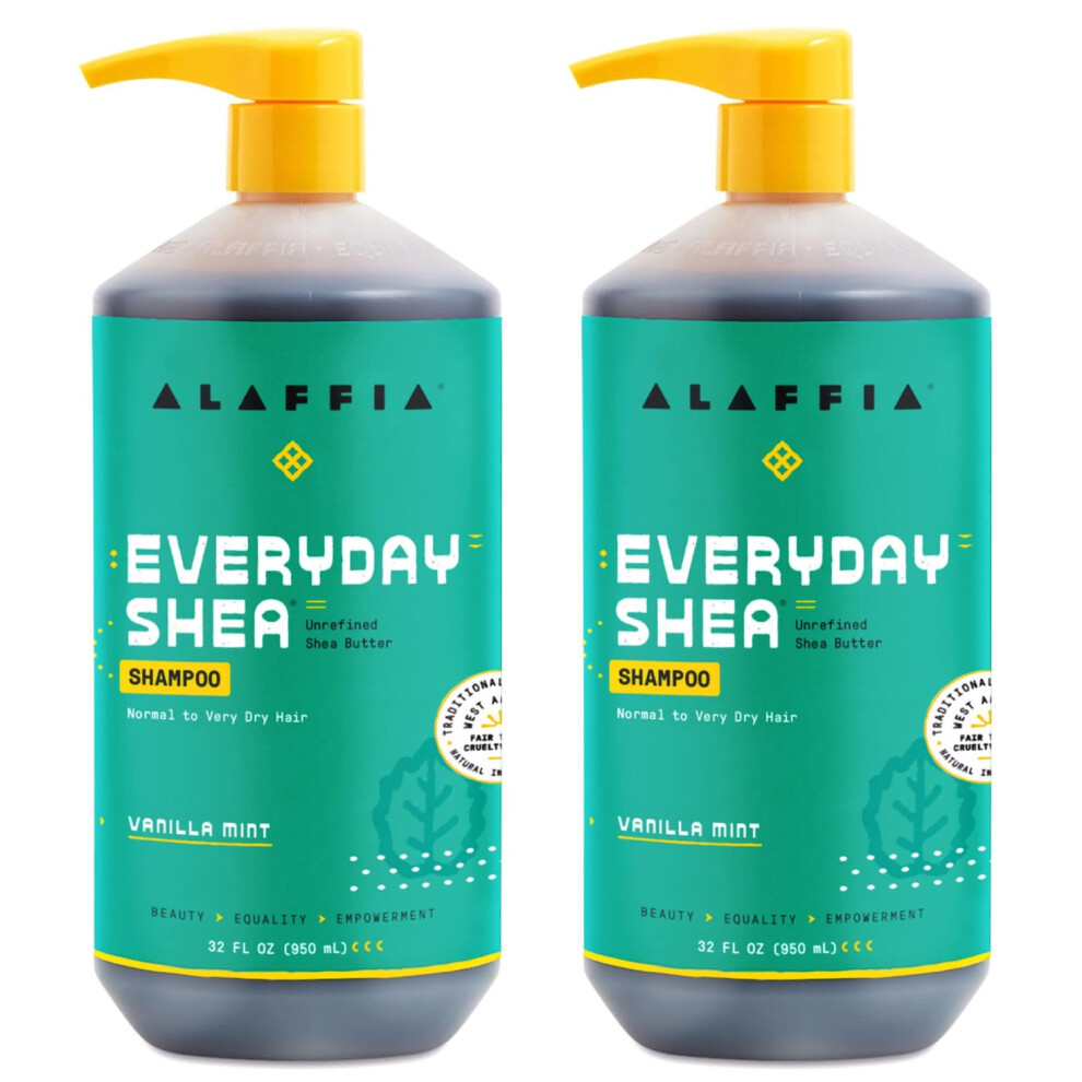 Alaffia Everyday Shea Shampoo, Gentle Cleansing Shampoo For Normal To Dry Hair, Made With Fair Trade Unrefined Shea Butter, No Parabens Or Phthalates,