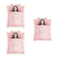 3Sets Mini Dollhouse Bedroom Bedding Set Soft Accessory