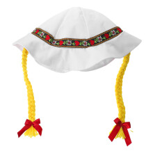 White Double Braid Oktoberfest Party Hat German Festival Headwear