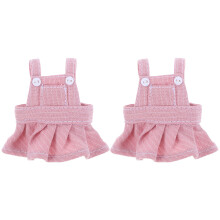 2Stk Rosa Plüschbären Kleidung, Kleine Stoff Bear Outfits Mit Latzrock