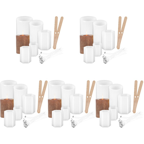 5Sets Candle Making Silicone Moulds Set White with Wicks for DIY Use