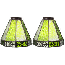2Pcs Green Glass Pendant Lamp Shade Replacement with Vintage Style