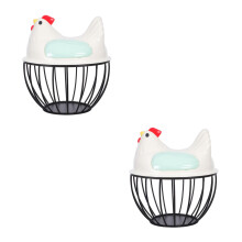 2Pcs Multi-Color Iron Egg Holder for Kitchen Farmhouse Style Storage